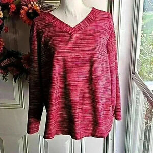 Bonworth women's xl long sleeve Stretchy pink striped shirt